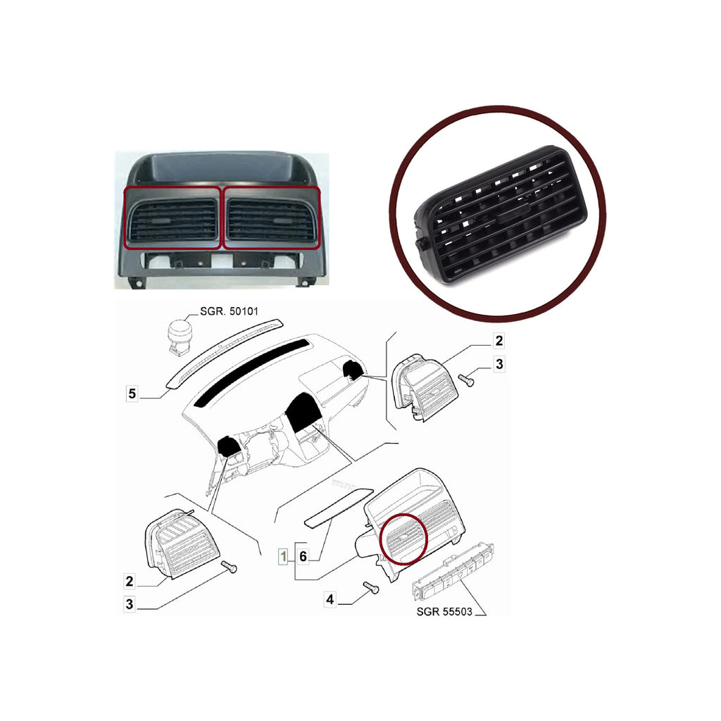 Fiat Linea Grande Punto Doblo 2x Center Air Vent Diffuser RH LH 735459180