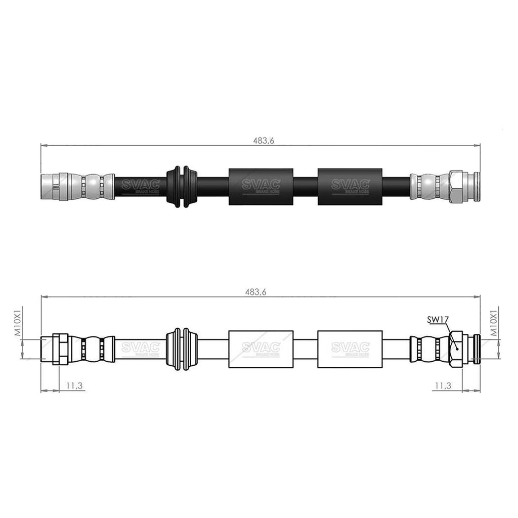 Seat Alhambra Front Brake Hose VW Sharan 1996 to 2010  7M3611701C 1121359