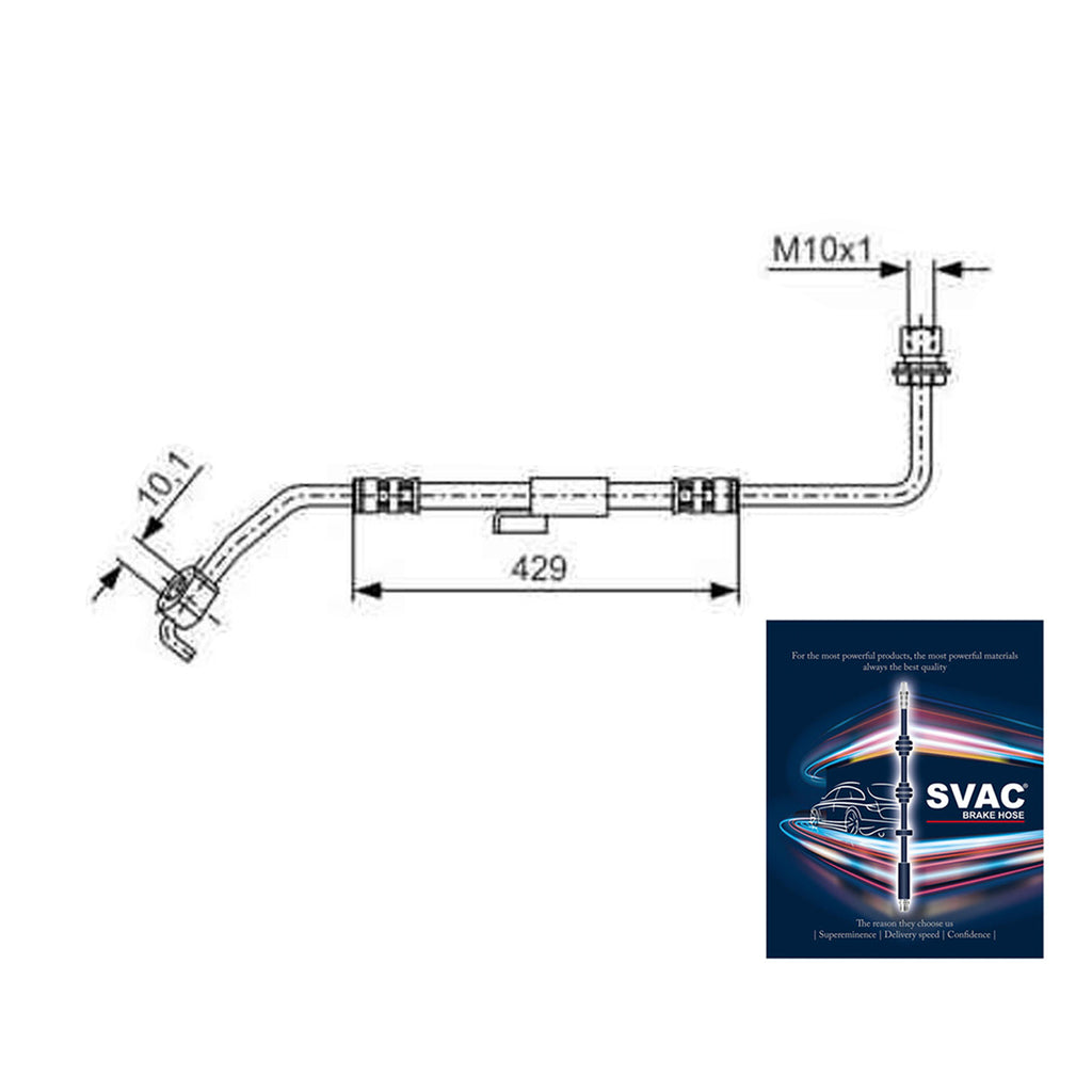 Ford Transit M12 M15 Front Left Brake Hose 1994 to 2000 6158425 6184722