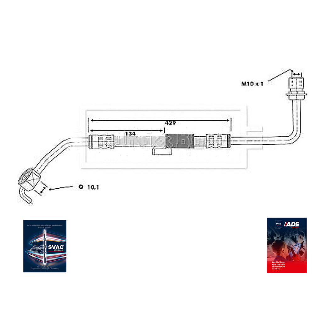 Ford Transit Front Right Brake Hose 1987 to 1993  86VB2078EA  1631048