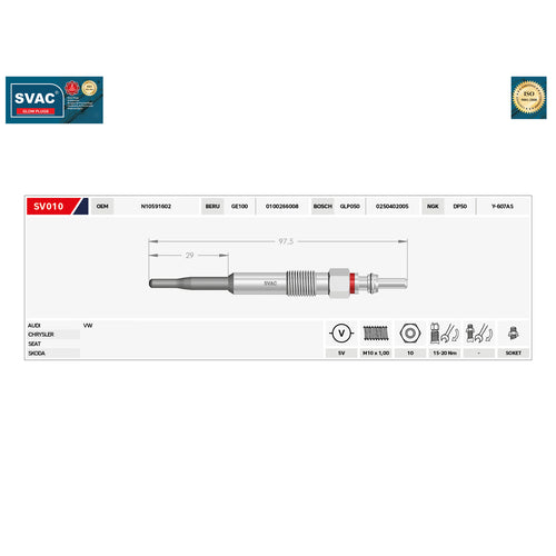 Audi A3 Heater Glow Plug Seat Leon Skoda Octavia VW Passat Golf   N10591602