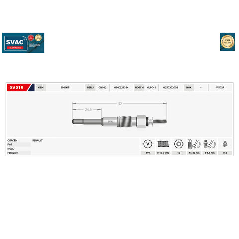 Citroen Relay Heater Glow Plug Ducato Daily Boxer Master Mascott  5001848095 5960K5